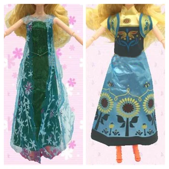 2Set Gėlių Princesė Lėlės Anna + Elsa Apranga Filmą Panašių Suknelė Pasakos Vestuves Suknelė Lėlės Geriausios Mergaičių Dovana