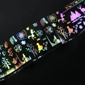 4*100cm/Roll Nagų Dailės Holografinis Lipdukas gėlė Drugelis Dizaineris Nagai Lipdukas Folija Perkelti Vandens Nagų Lipdukai, Papuošimai