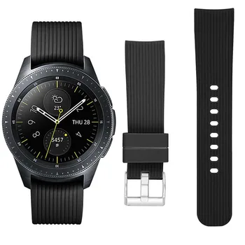 42mm 46mm Dryžuotas Silikono Watchband Samsung Galaxy Žiūrėti juoda Sagtis Pakeitimo Apyrankę vyras moteris Žiūrėti Juosta Dirželis