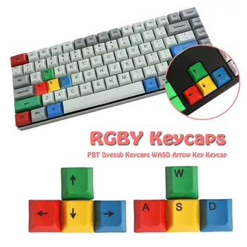 4Pcs Rinkinys OEM Profilis RGBY Spalva PBT Dyesub Keycaps WASD Rodyklės Klavišą Keycap Set Rodyklės Klavišą
