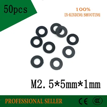 50pcs M2.5 M2.5 x 5mm x 1mm M2.5*5*1 mm Black B Nailono Plokščia Poveržlė Plastiko Izoliacija Paprasto Žiedo Tarpiklis