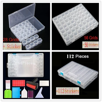 A4 LED ir 28/56/112 laiko tarpsnių diamond tapybos lauke įrankių Priedai Daimond skaidraus plastiko Organizatorius laikymo dėžutė papuošalų dėžutė