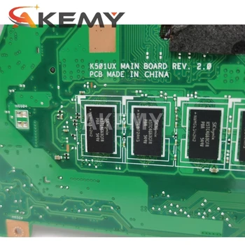 Akmey K501UXM Nešiojamojo kompiuterio motininė Plokštė, Skirta Asus K501UW K501UXM K501UQ K501UXM Mainboard GTX950M/4GB /I7-6500 CPU/4G-RAM/ DDR4
