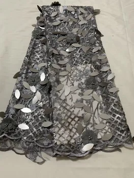 Aukštos kokybės Afrikos guipure nėrinių audinio siuvimo afrikos laido lacefabric violetinė tirpsta vandenyje nėrinių vestuvės dress