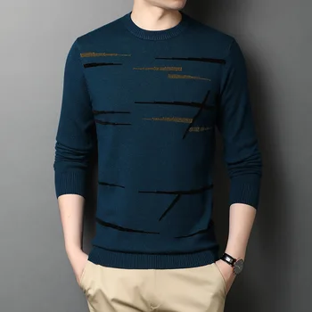 Aukščiausios Kokybės vyriški Minkštos Medvilnės Multi-Color Crewneck Sweater 2020 Nauja Rudens Žiemos ilgomis Rankovėmis Megzti Slim Fit Megztiniai Megztinis