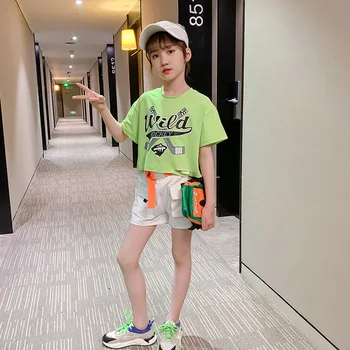 Baby Girl Komplektus 2020 Metų Vasaros Medvilnės Princesė Drabužius, Žalia Dviejų dalių Komplektas подростков спортивный костюм Ropa 