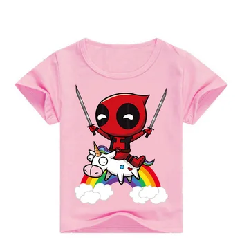 Berniukams Trumpomis Rankovėmis T-Shirt Vasarą Vaikai Viršuje Tee Paauglių Stebuklas Deadpool Vaivorykštė Vienaragis Spausdinti Vaikams Drabužių Kūdikis, Berniukas, Mergaitė, T-Shirt
