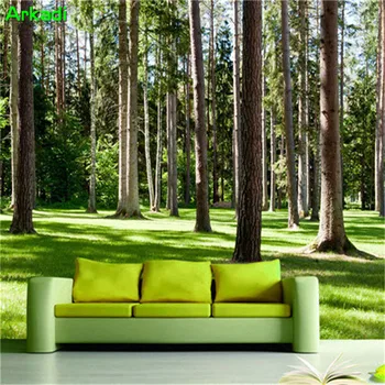 Custom freskos 3d sodo tapetai, sofa fono sienos audinys atsparus vandeniui HD miško pievų kraštovaizdį žalia akių namų puošybai