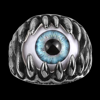Derliaus Punk Titano Plieno Žiedas Gotikos Dragon Claw Evil Eye pagrindiniai mygtukai Pareiškimą Papuošalai iš Nerūdijančio Plieno vyriški Žiedai