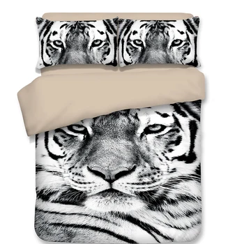 Gyvūnų Tigras Modelio Vaikų Patalynės Komplektai Žiaurus 3pcs juoda ir balta patalyne antklode padengti antklodė padengti pagalvių užvalkalai