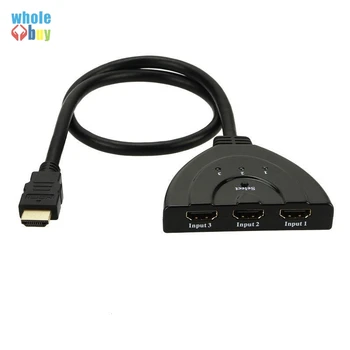 HDMI Switcher Jungiklis Splitter centras su Kabeliu, PC, TV, HDTV, DVD PS3 Xbox 360 3 Uosto 3in1 3D hdmi hub 1080P 100vnt/daug