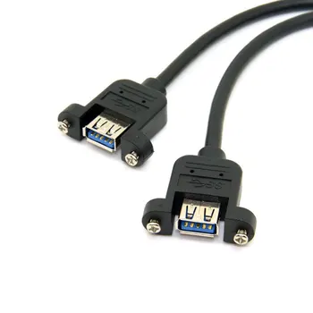 Jimier CY USB 3.0 Dual Uostų Moterų Varžtas Mount Tipo Plokštė 20 Pin Header Kabelis Aukštos Kokybės Juoda Spalva