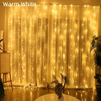 Kalėdų LED Apdaila Žibintai Pasakų Miegamasis String Girliandą Nuotolinis Apšvietimo Užuolaidų Žibintai Su Nuotolinio Valdymo