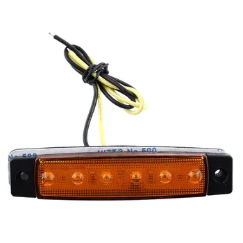 Karšto pardavimo 2vnt 6 LED Automobilių Sunkvežimių Priekabos Šoniniai Gabaritiniai Rodiklių Žibintai Lempa 24V gintaro, apelsinų aukštos kokybės