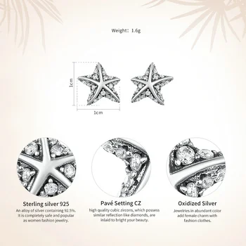 Karšto Pardavimo 925 Sterling Silver Star Atogrąžų Žvaigždė Stud Auskarai Moterims, Aišku, CZ bižuterijos Bijoux PAS514
