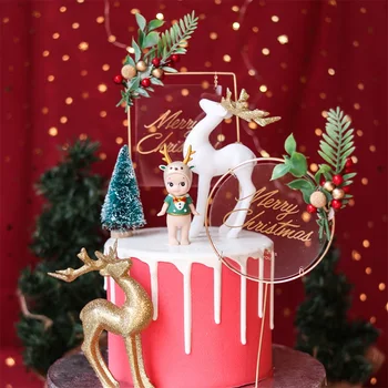 Linksmų Kalėdų Akrilo Tortas Topper Santa Claus Sniego Laišką Cupcake Topper Kalėdų, Naujųjų Metų Šaliai Desertas Kepimo Apdaila