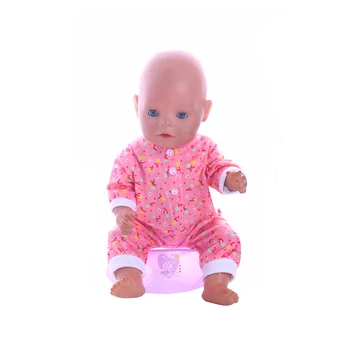 Lėlės Drabužių vientisas Pižama Su Pink Cherry Modelį, 18 Colių American Doll & 43Cm Naujas Gimęs Kūdikis,Mūsų Kartos,Mergaitėms Dovanų