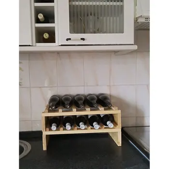 Medinis butelis rack 10 butelių, ypač virtuvėje ar rūsys
