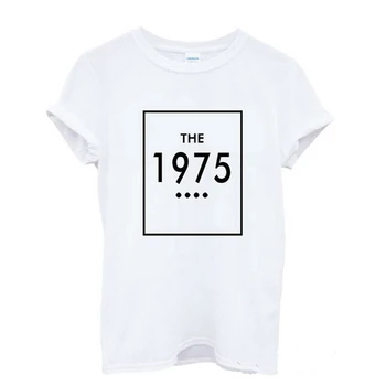 Mergina Vogue Tees Marškinėliai Atsitiktinis O-Kaklo Trumpomis Rankovėmis 1975 Spausdinti Moterų Marškinėliai Prarasti Medvilnės Megzti Hipster T-Shirt