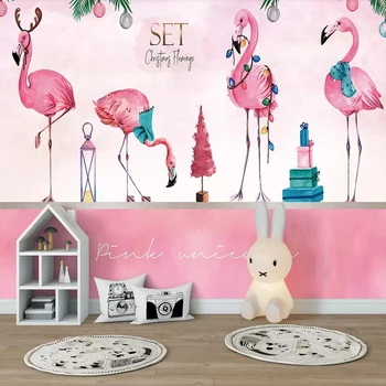 Milofi užsakymą didelių 3D tapetai, freskos Šiaurės pink flamingo kambarį miegamojo sienos apdaila, tapetai, freskos