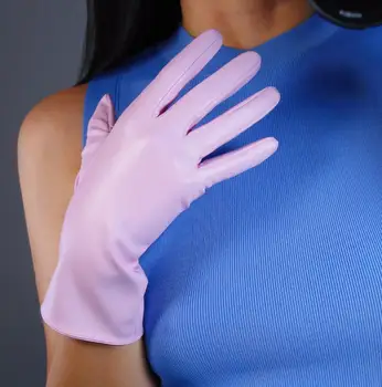Moterų mados seksualus slim dirbtiniais pu odos pirštinės lady klubo veiklos oficialų šalies oda ilgai rožinės pirštinės 60cm R2029