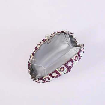 Moterų Metalo deimantų tuščiaviduriai violetinė povas sankabos krepšys motinos prabangių vestuvių vakarinę suknelę krepšiai nuotakos mobiliojo telefono, rankinės