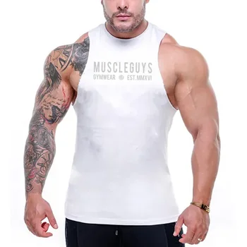 Muscleguys gymwear prekės kultūrizmo Sijos bako viršuje vyrų 2021 m. Vasaros mados Sportiniai marškinėliai Fitneso vyrų berankovė liemenė
