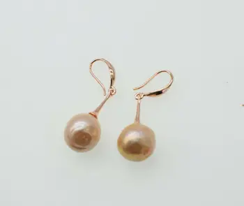 Natūralūs gėlavandenių perlų baroko 11-13mm atgimsta keshi kablys auskarai balta/rožinė/violetinė