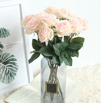 NAUJAS Gražus Ir Stilingas Išvaizdą Nekilnojamojo Touch Rose Dirbtinės Gėlės Netikrą Gėlių Filialas Tikroviška Modeliavimas puošyba