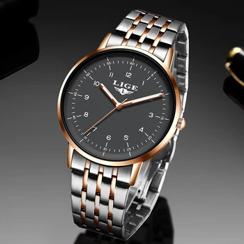 Naujas Vyrai Laikrodžiai 2020LIGE Top Brand Prabanga Vandeniui Šviesos Nerūdijančio Plieno Žiūrėti Vyrų Mados Paprasta-Ultra plonas Kvarcinis Laikrodis