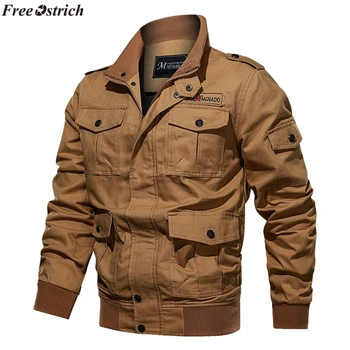 NEMOKAMAI STRUČIŲ Mados jacket Mens Rudens Žiemos Outwear Pure Color Multi-pocket Plus Size Skalbimo Striukės Paltai,vyriški švarkai