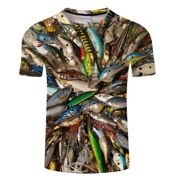 Off white naujas vyrų atsitiktinis mados trumpas rankovės 3d spausdinami žuvų T-shirt vyrams ir moterims, hip-hop ' harajuku Azijos trumpi marškinėliai