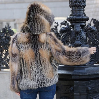 OFTBUY 2020 Originali Nekilnojamojo Fox Fur Coat Parko Moterų Žiemos Striukė su Kailio Gaubtas Aukso Storas Šiltas Streetwear Prekės Prabanga Atsitiktinis