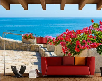 Papel de parede jūros gėlės vasaros kraštovaizdžio 3d tapetai,svetainė, tv sofa-lova, miegamojo sienos dokumentų namų dekoro restoranas freskos