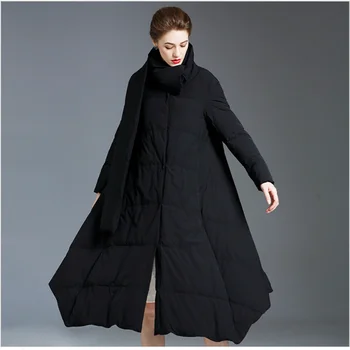 Prabanga 2020 m. Žiemos Moterų Žemyn Striukė juoda Ilgai Šuo-Paltai Šiltas Moterų Baltųjų Ančių Pūkų Paltai Palaidų Plunksnų Sniego Outwear žalia