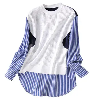 Prancūzijos džemperis šviežia ir ryškios asmenybės tuščiaviduriai trikotažo mezgimas striped top prarasti Joker 2020 M. Rudenį naujų moteris