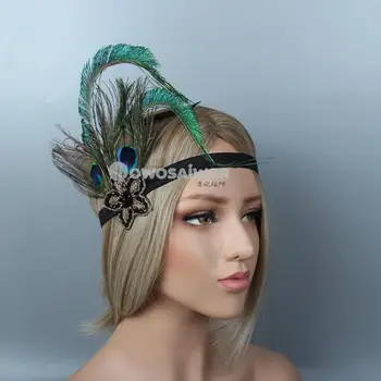 Puošnus Ir prabangūs Gražių Gėlių Aplikacijos Vestuvių Plaukų Lankelis Povo Akis Nuotakos Moterų Plaukų Aksesuarai