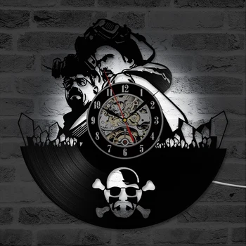 Tuščiaviduriai Breaking Bad CD Įrašyti Laikrodis Kūrybos Vinilo Sienos Laikrodis Unikalus ir Rankų darbo Kabo Sieninis Laikrodis LED su 7colors