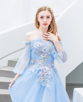 Velniop žibintų rankovės šviesiai mėlyna kamuolys suknelė Renesanso Suknelė karalienės Viktorijos/Marie Antoinette Belle