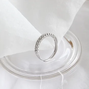 WYJZY Paprastos micro-inkrustacijos cirkonis sterling silver atidarymas: žiedas moterims Mielas studentų laisvalaikio žiedo dydžio koregavimo diapazonas 6-8