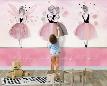 XUESU Užsakymą tapetai Nordic in pink baleto mergina vaikų kambarys fono sienos-vandeniui medžiaga