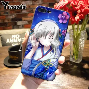 Yinuoda Japonų anime Slyvų ir Vyšnių žiedų mergina Spalvingas Mielas Telefono dėklas skirtas iPhone 7plus 6S 7 8 8Plus X 5S 11pro padengti