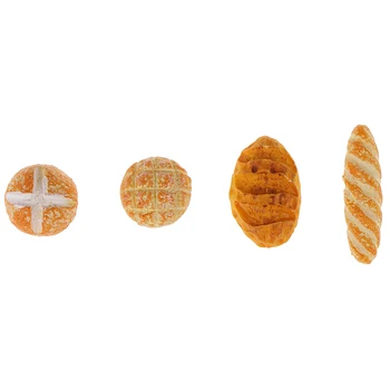 1/12 Miniatiūriniai Lėlių Modeliavimas Duona Lėlių Miniatiūrinės Maisto Pusryčiai Užkandis, Desertas Virtuvės Žaislai 4Pcs