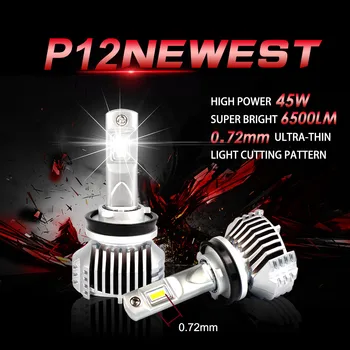1 Set P13W P12 Automobilio LED Žibintų Super Šviesus 0.72 MM PCB Ultra Plonas W/ Išorinis veiksnys Priekiniai Žibintai Lemputės 6K Balta 90W 13000LM