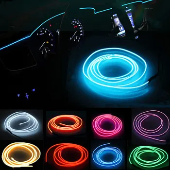 10 spalvų automobilių šalto šviesos linija LED automobilių atmosfera lempa lanksti vidaus apdailos juosta apdailos juostelės šviesos 1M 2M 3M 4M 5M