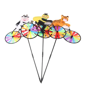1Pc Mielas 3D Gyvūnų Dviratį vėjo malūnas Vėjo Suktuko Whirligig Sodo Veją Kieme Dekoro Vaikams, Žaislas, Stilių, Spalvą atsiuntė Atsitiktinis