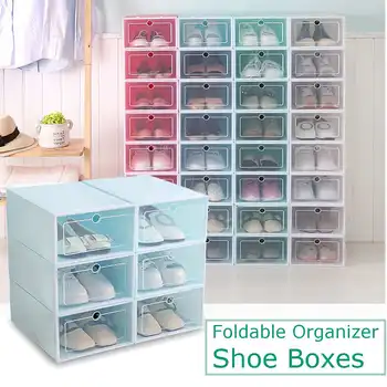 1pc Skaidrus, batų dėžės saugojimo batų dėžės sutirštės dulkėms batai organizatorius langelis gali būti nubrėžiama derinys batų spintoje