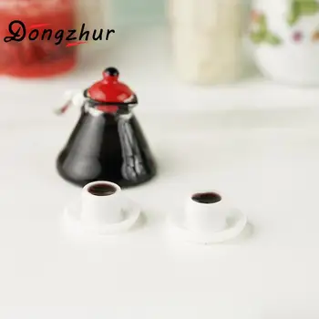 1set Modeliavimas Mini Kavos Puodelio Žaislas Dollhouses Dekoro Ornamentą Mini Kavos Puodą Virtuvėje Scena Modelis 1:12 Lėlių Priedai