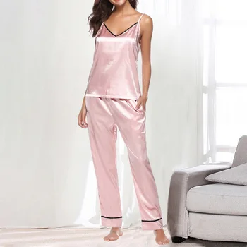 2021 Naujas Elegantiškas Mados Lady Šilko Satino Atsitiktinis Sleepwear Babydoll Seksualus Apatinis Trikotažas Moterims Naktiniai Drabužiai, Diržas Pižama Komplektas