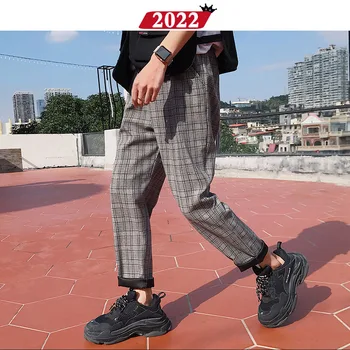 2022 Streetwear Geltonos Spalvos Pledas Kelnės Vyrams Poilsiu 2019 M. Vyras Atsitiktinis Tiesiai Haremo Kelnės Vyrams Korėjos Hip-Hop Track Pants Plus Size